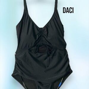 DACI Black One Piece Padded Bra‎ Cutout High Waist Bathing Suit Swim Suit SZ18 W